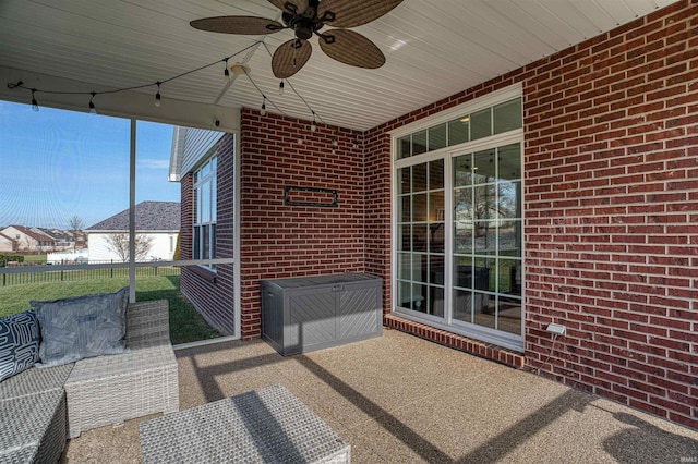 view of patio with ceiling fan