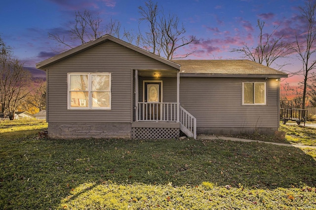 view of front of home with a front yard