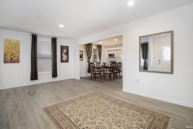 interior space with hardwood / wood-style flooring