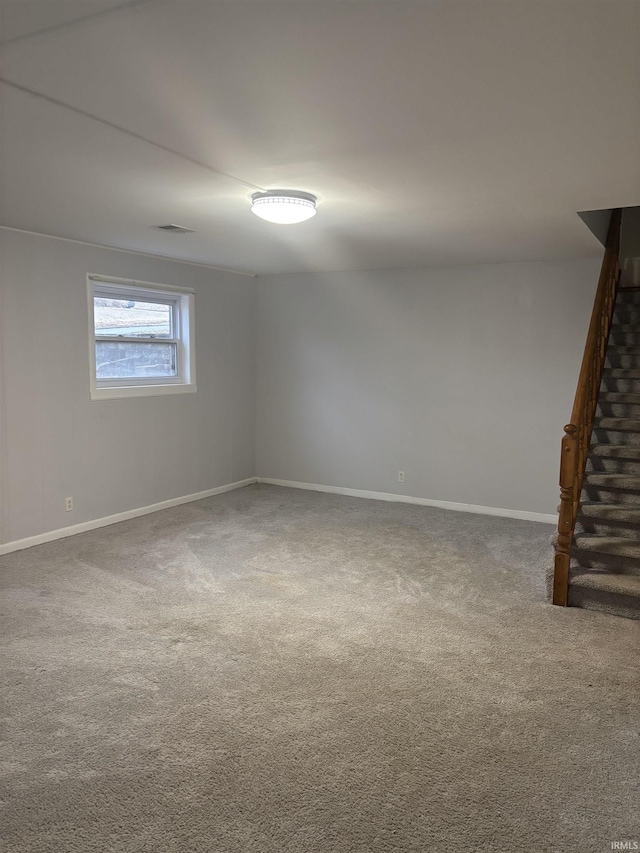 basement with carpet floors