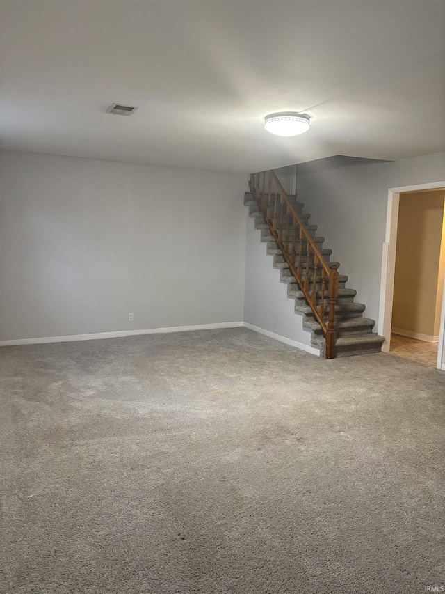 basement with carpet