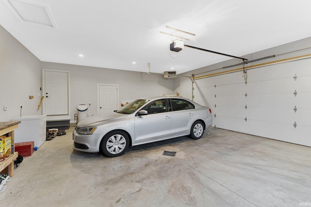 garage with a garage door opener