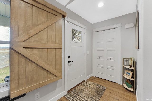 entrance foyer featuring light hardwood / wood-style flooring