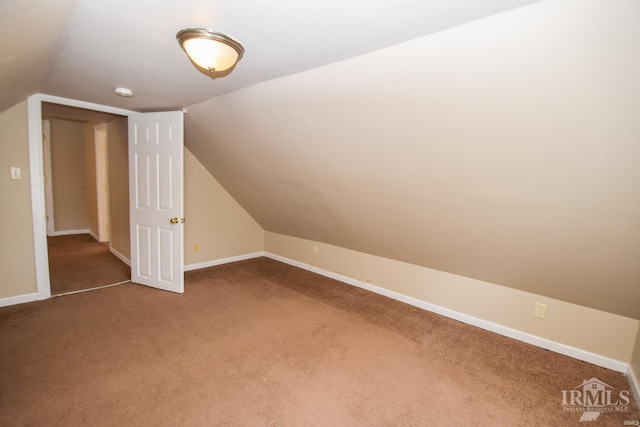 additional living space featuring carpet floors and lofted ceiling