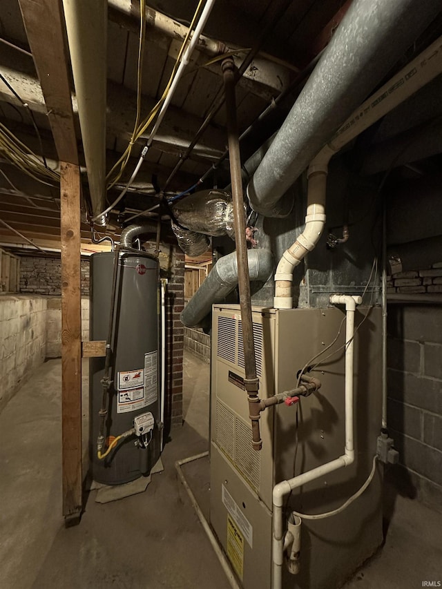 utility room with gas water heater