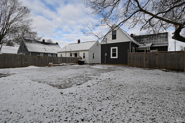 view of snow covered property