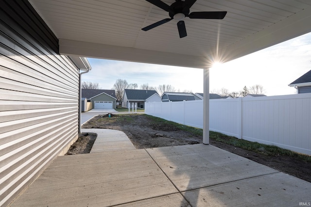 view of patio with ceiling fan