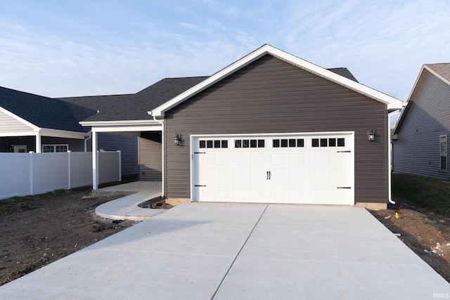 single story home with a garage