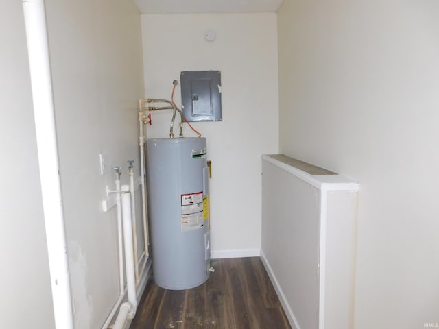 utility room with electric panel and electric water heater