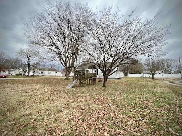 view of yard featuring a playground