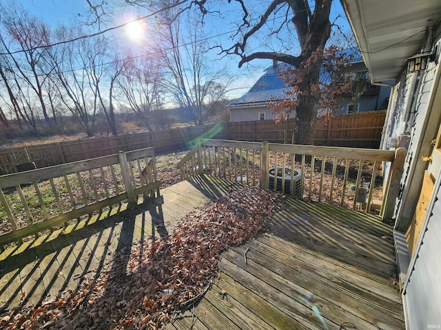 deck featuring central air condition unit