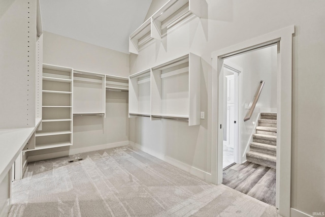 spacious closet with light carpet