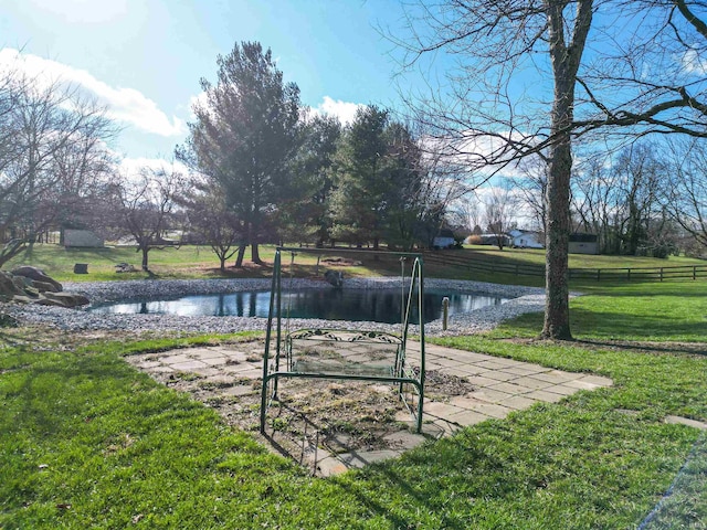 view of yard with a water view