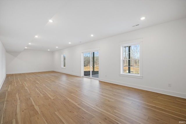 empty room with light wood-type flooring