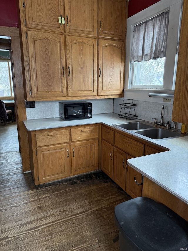 kitchen featuring dark hardwood / wood-style floors, sink, and a wealth of natural light