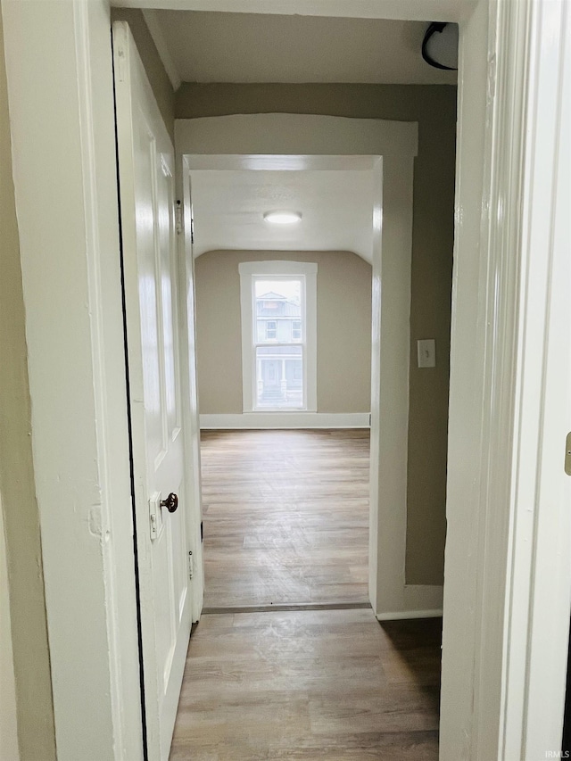 corridor featuring light wood-type flooring