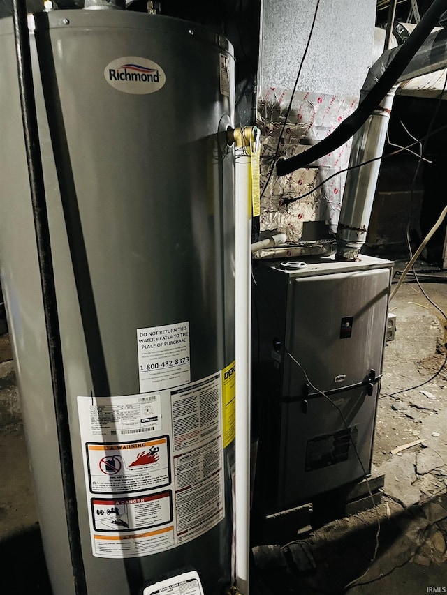 utility room with water heater