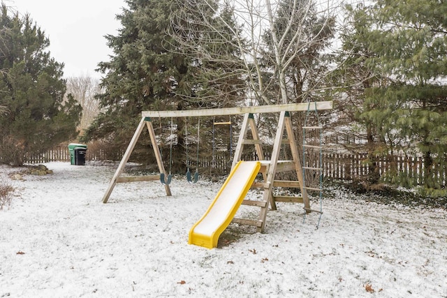 view of snow covered playground