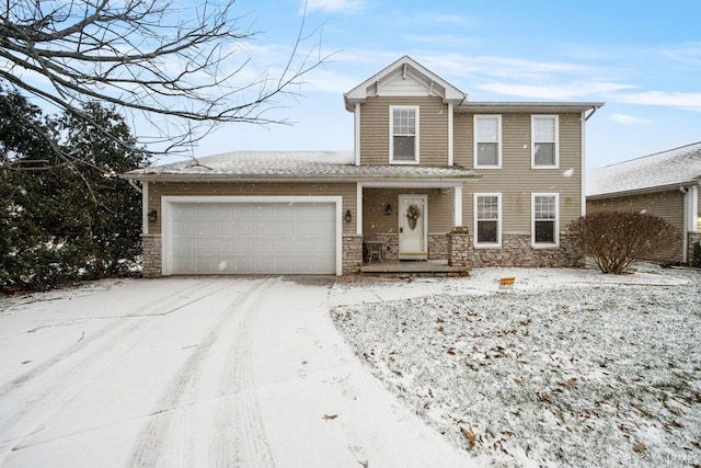 front of property featuring a garage