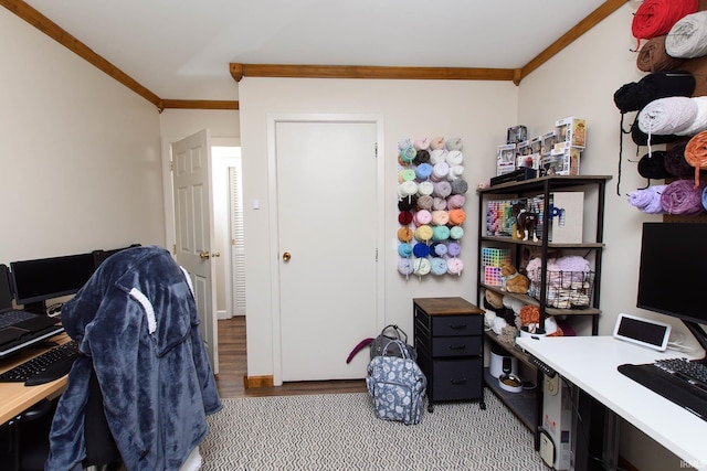 office area with crown molding