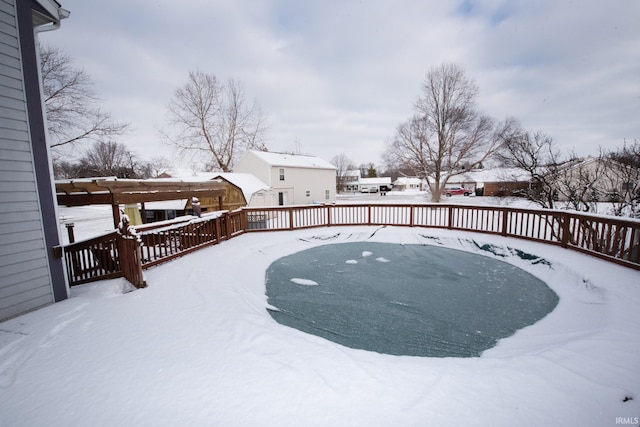 view of yard covered in snow