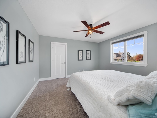 bedroom with carpet flooring and ceiling fan