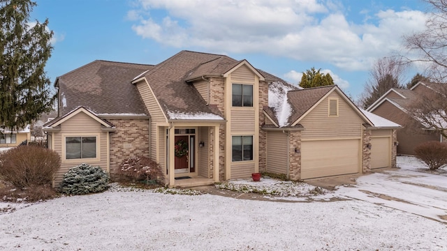 view of front of property featuring a garage