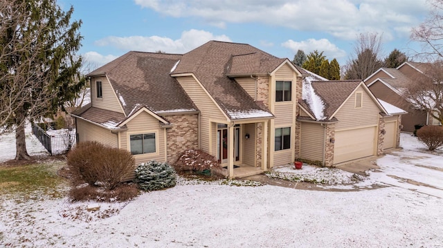 view of front property with a garage