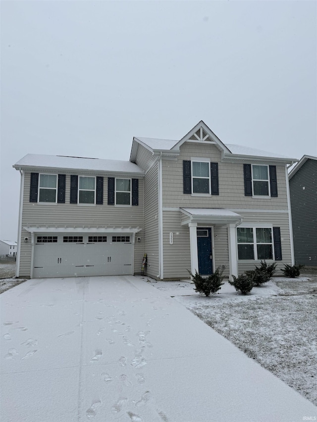 view of front facade featuring a garage