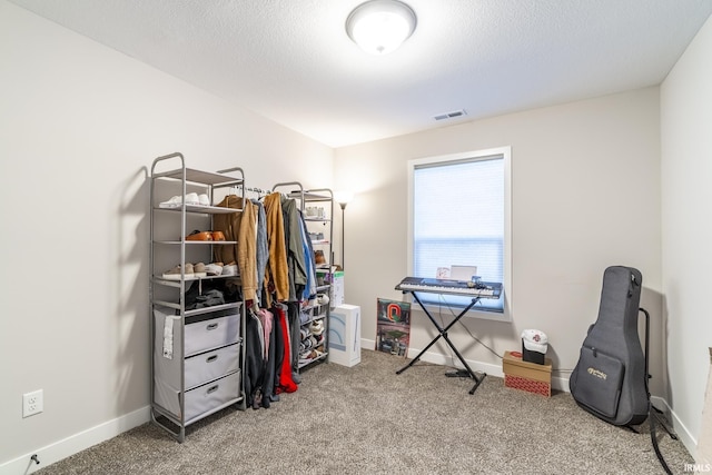 miscellaneous room featuring carpet