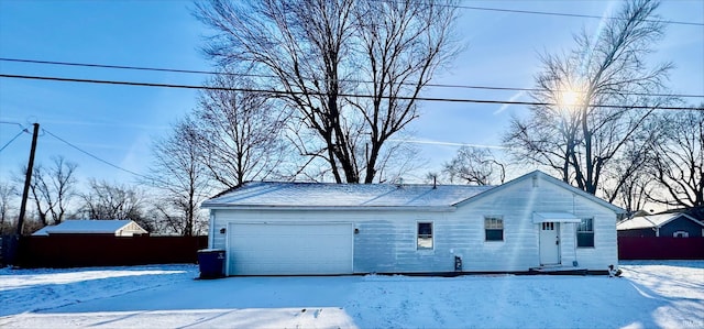 exterior space with a garage