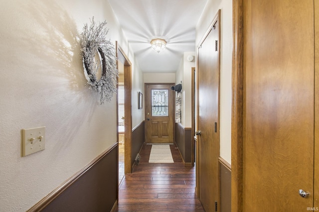 hallway featuring dark hardwood / wood-style floors