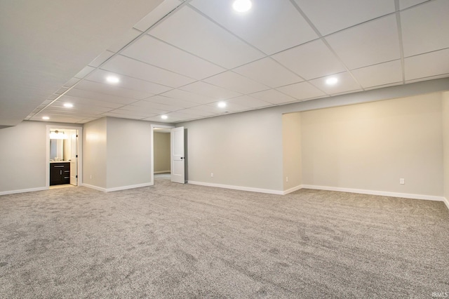 basement featuring carpet