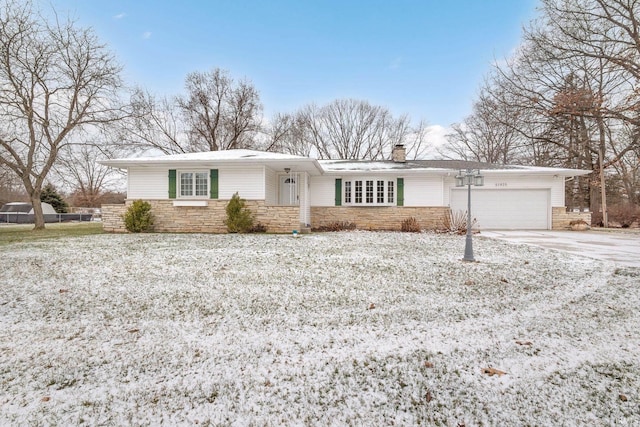 single story home with a garage