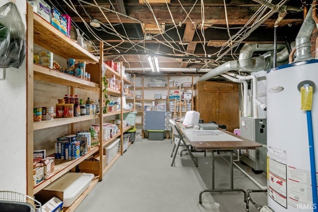 basement featuring gas water heater