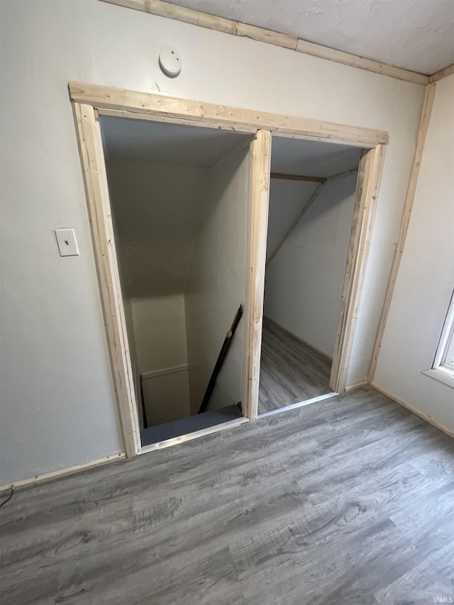 interior space with hardwood / wood-style flooring