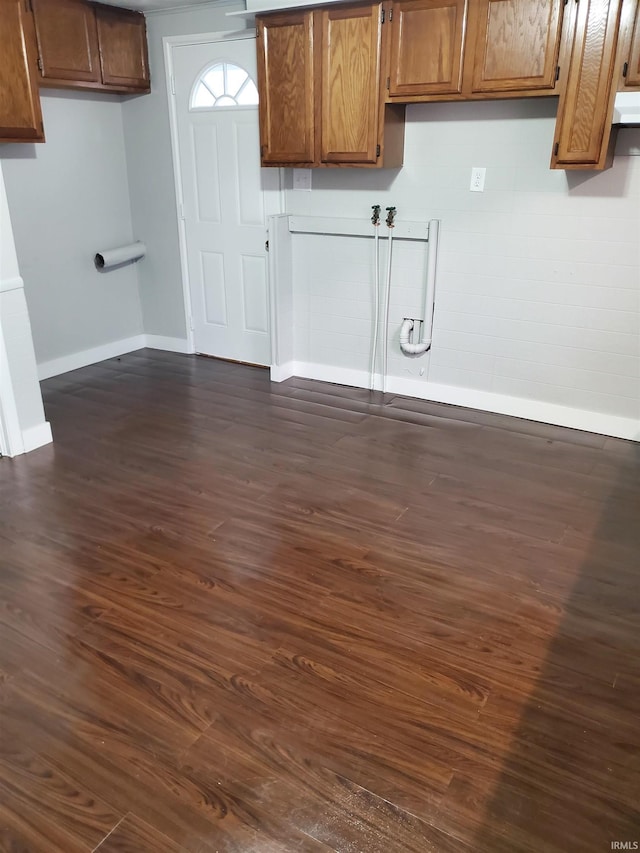 kitchen with dark hardwood / wood-style floors