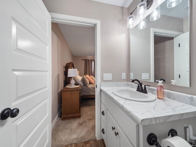 bathroom featuring wood-type flooring and vanity