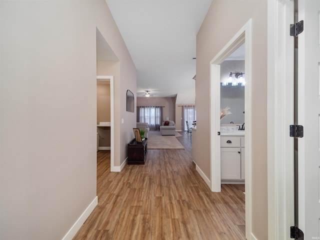 hallway featuring light hardwood / wood-style floors