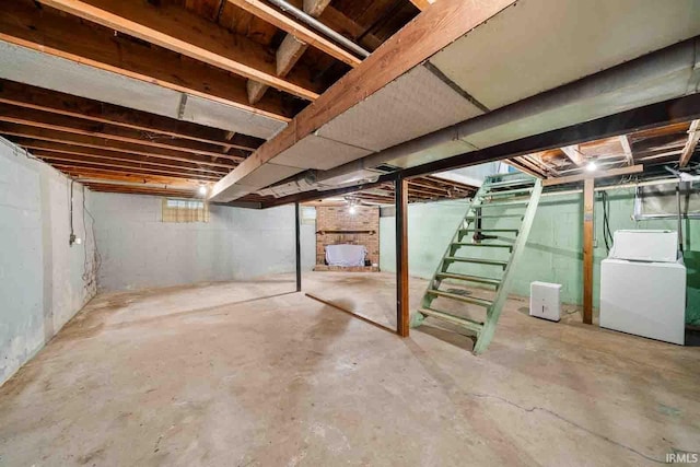 basement featuring washer / dryer