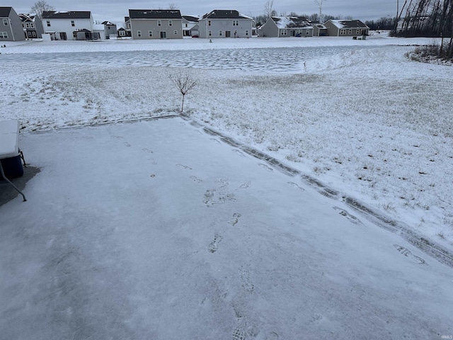 view of yard covered in snow