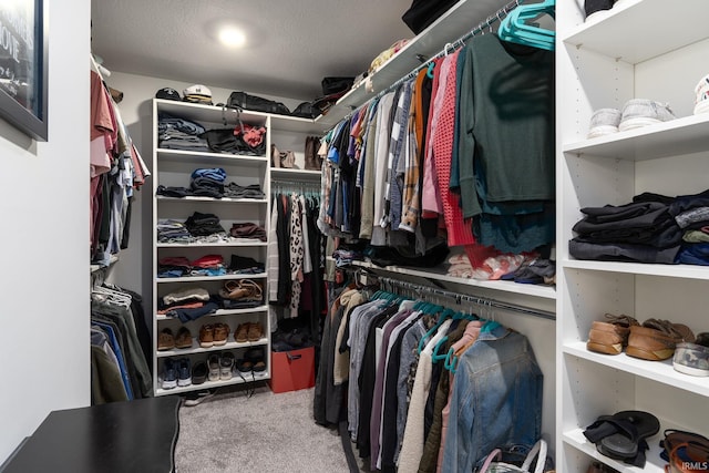 spacious closet with carpet flooring