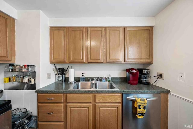 kitchen with stainless steel dishwasher and sink