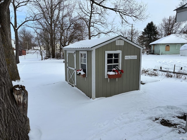 view of snow covered structure