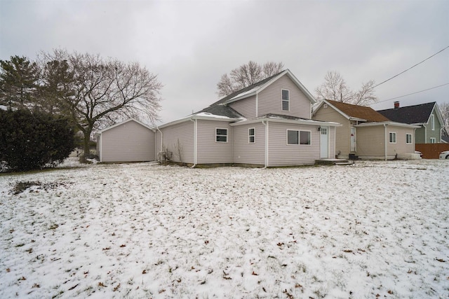 view of snow covered property