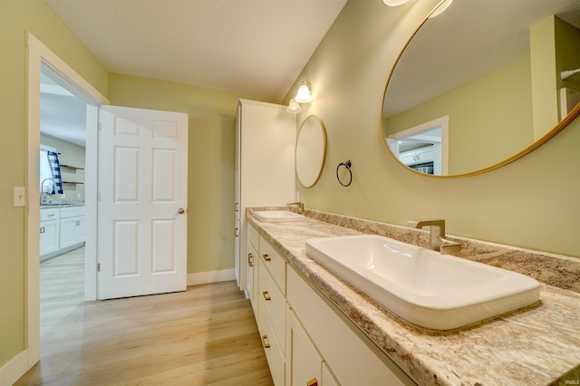 bathroom featuring hardwood / wood-style floors and vanity