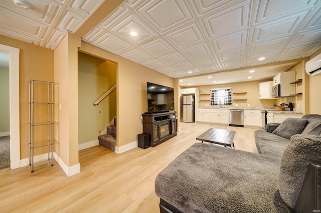 living room featuring light hardwood / wood-style floors