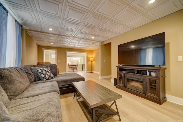 living room with light wood-type flooring