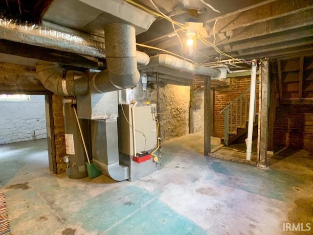 basement with heating unit