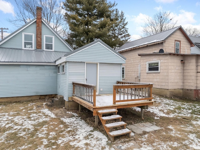 view of snow covered property